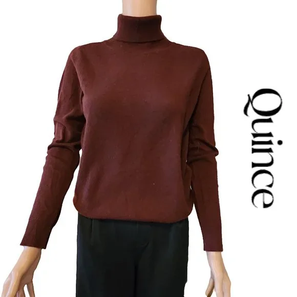 Quince Mongolian Cashmere Turtleneck Sweater NWOT Maroon Small - Picture 2 of 8